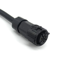 Black round 3-socket power cord connector, numbered 1, 2, 3, for FloraFlex 120V LED lights.