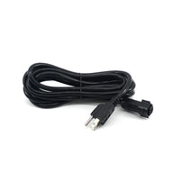 FloraFlex 120V LED light power cord, black and coiled, with US 3-prong plug and proprietary round connector.