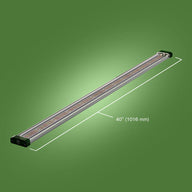 FloraFlex 6-bar 720W LED grow light. Silver fixture, green end caps, with 40