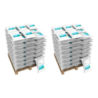 Two tall stacks of FloraFlex Bloom Nutrients bags on wooden pallets, labeled B1 and B2.