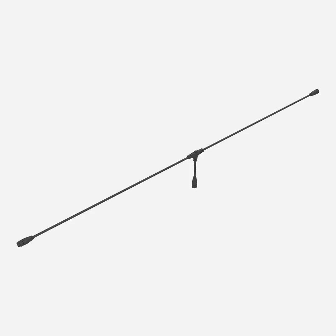 Long black FloraFlex daisy chain power cord with a T-splitter and end connectors, shown on a white background.