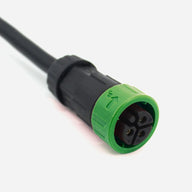 Black FloraFlex 240V power cord with green waterproof 4-pin female connector and 