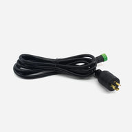 Black FloraFlex 277V daisy chain power cord with NEMA L7-15P twist-lock plug and green-collared connector.