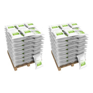 FloraFlex Veg Nutrients Combo 2: Two pallets stacked with bags of FloraFlex V1 and V2 dry nutrient mixes.