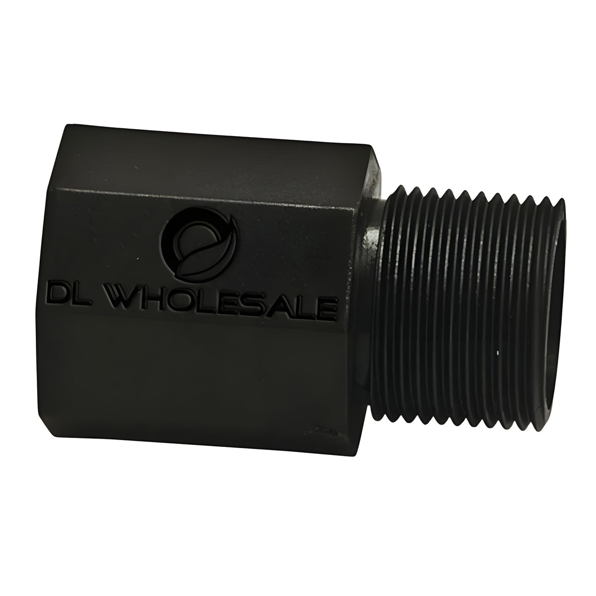Black adapter with "DL WHOLESALE" logo and threaded end.