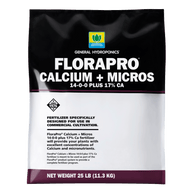 General Hydroponics FloraPro Calcium + Micros 25lb bag, 14-0-0 plus 17% Ca fertilizer for commercial cultivation.