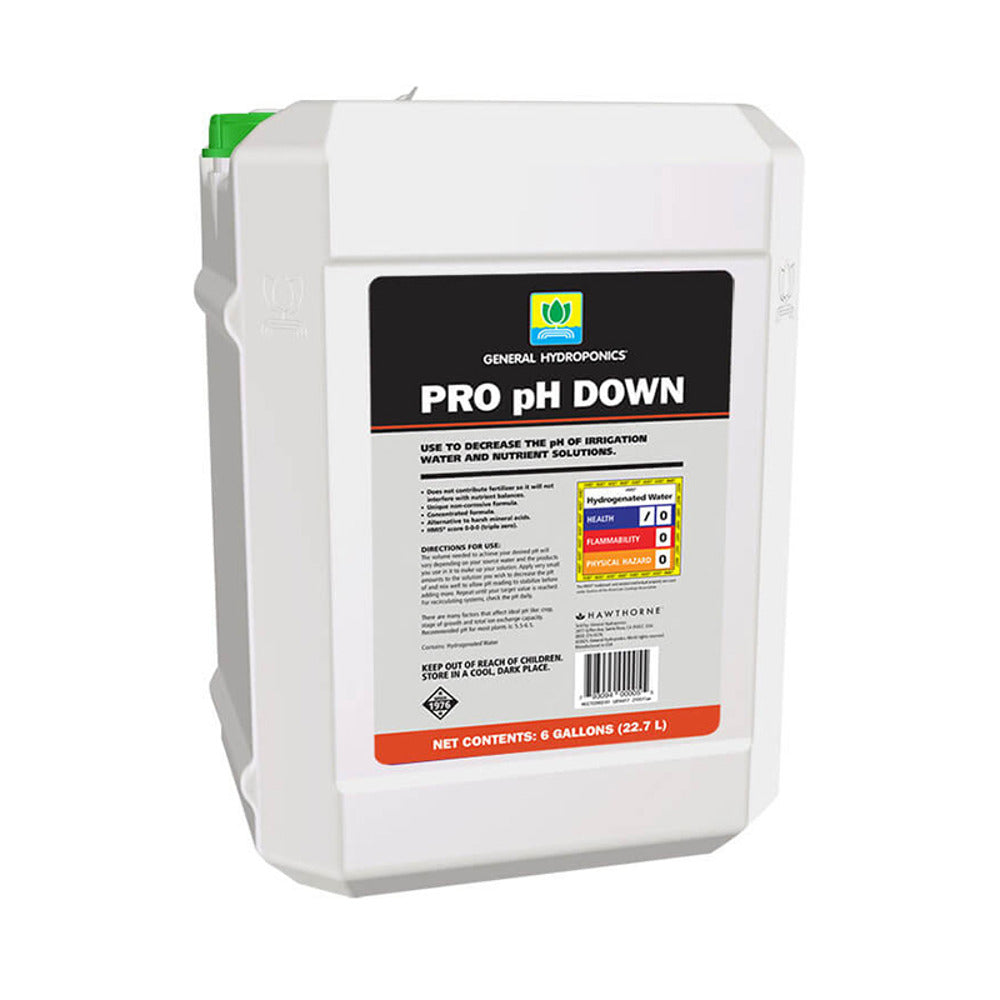 General Hydroponics Pro pH Down 6 gallon jug for irrigation water and nutrient solutions.