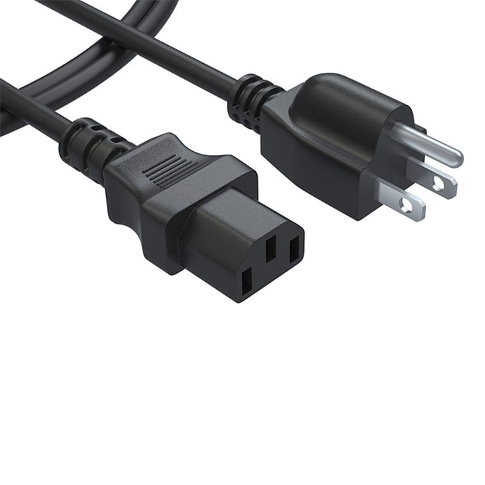 Black 15-foot 120V power cord with IEC C13 female connector and NEMA 5-15P male plug.