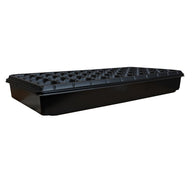 Black 50-cell seedling tray, 10x20 inches, for growing plants.