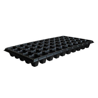 Black plastic 50-cell seedling tray, perfect for starting plants indoors or outdoors.