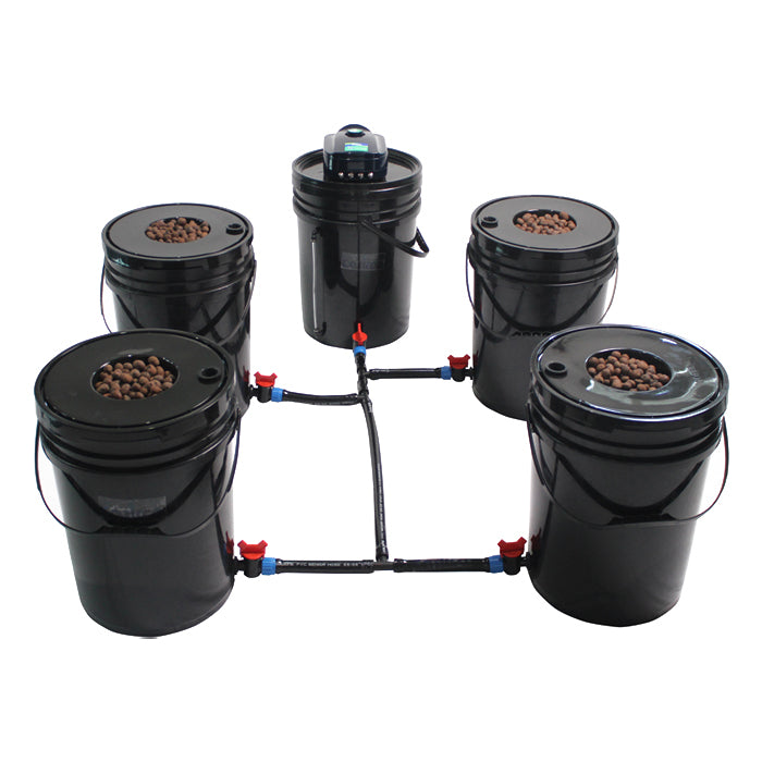 Grow1 Deep Water Culture 4 Bucket + Reservoir Complete Kit - 5 Gallon