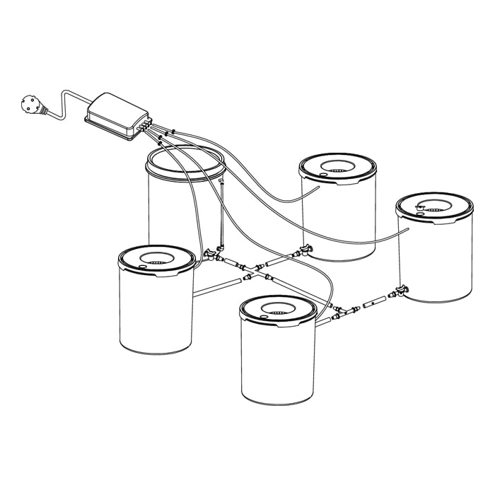 Grow1 Deep Water Culture 4 Bucket + Reservoir Complete Kit - 5 Gallon