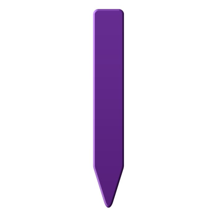 Purple garden stake with a rounded top and pointed end, isolated on white background.