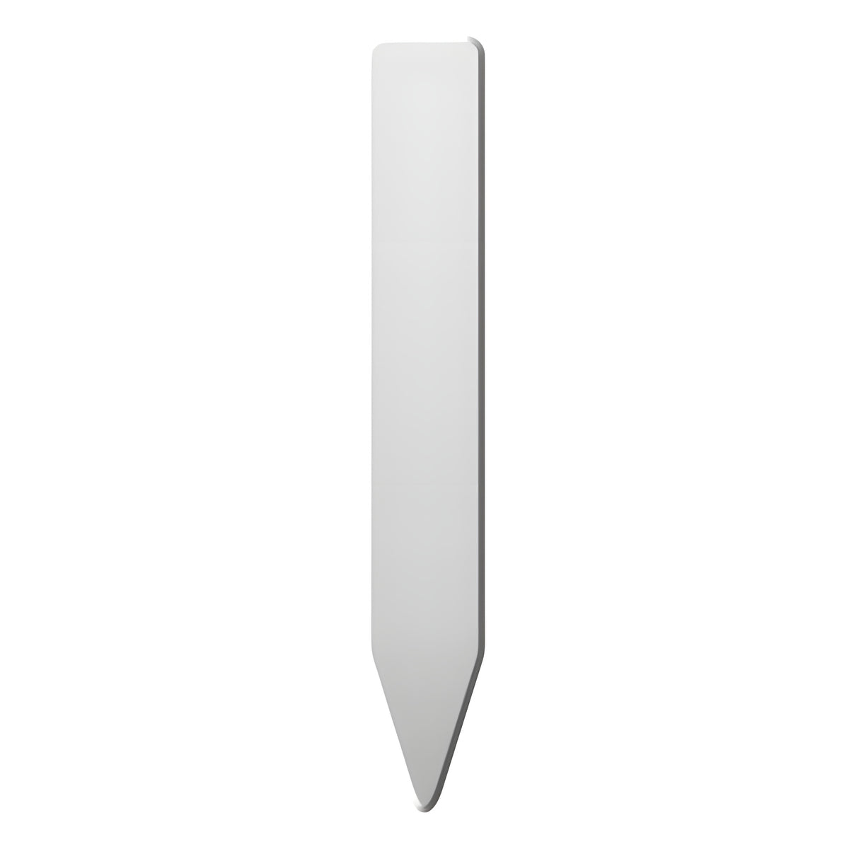 White plant stake label, pointed end, blank for writing plant names.
