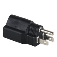 Black 3-prong to 2-prong NEMA plug adapter.