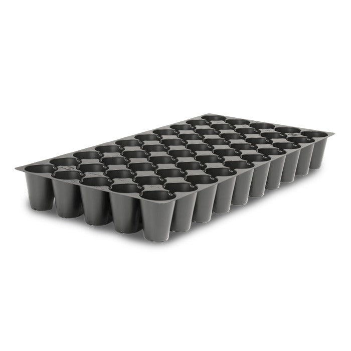 50-cell round propagation tray, black plastic, ideal for seedlings.