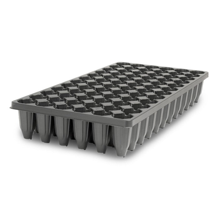 Premium X-Deep 72-cell seedling plug tray, 10x20 inches, dark gray plastic.