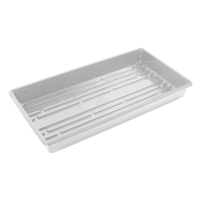 White 10x20 inch propagation tray with textured interior, for seed starting and plant cultivation.