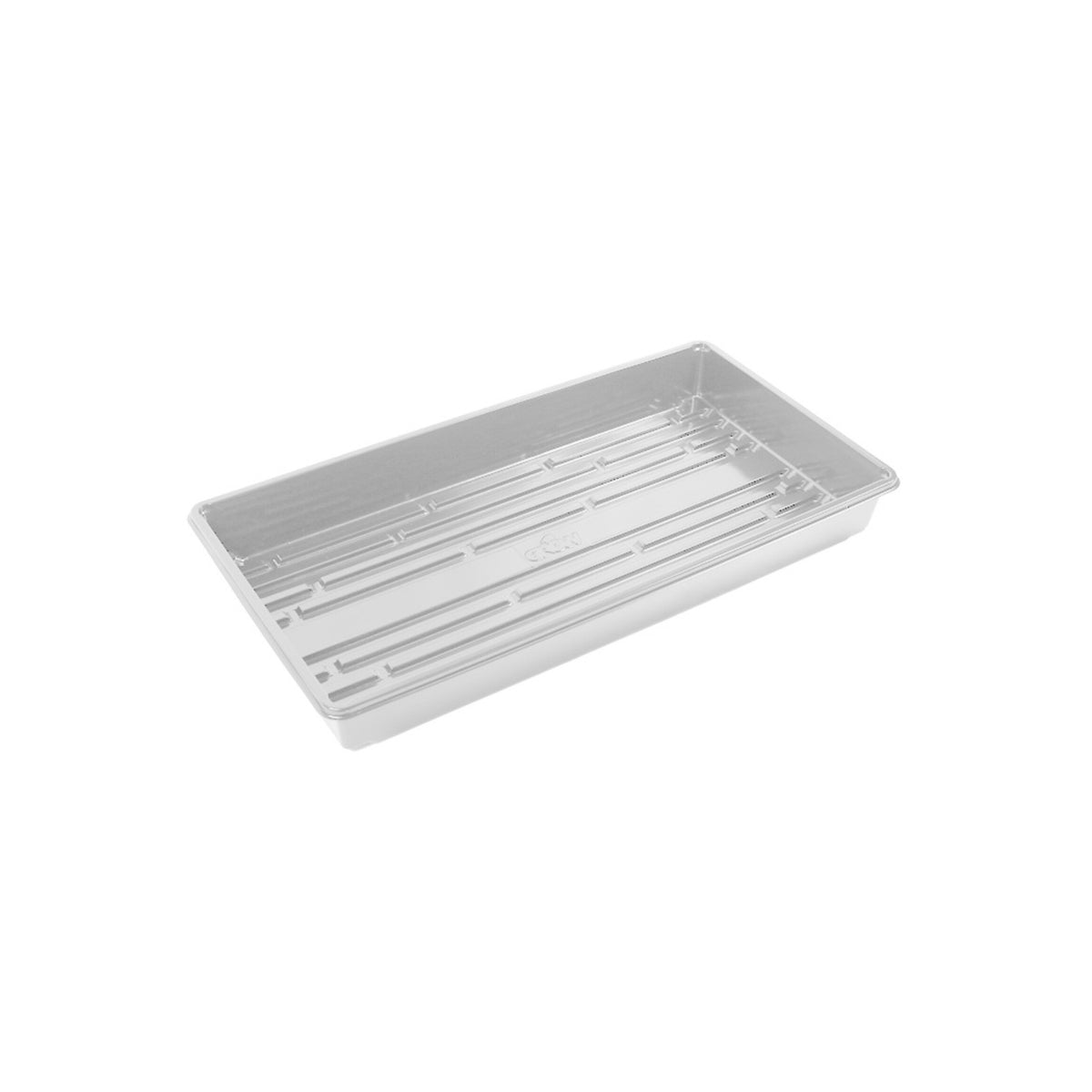 White 10x20 inch propagation tray with textured interior, for seed starting and plant cultivation.