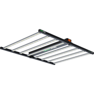 GrowPros Solutions HM960 Series LED grow light, black frame, multiple horizontal light bars, angled top-down view.
