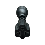 Black electrical adapter with U-shaped ground and two T-shaped power slots. Designed for 277V applications.