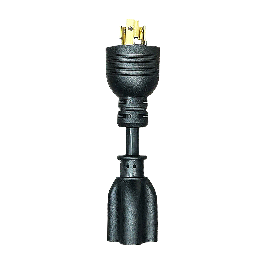 GrowProsSolutions black electrical plug adapter with gold prongs, ribbed top, and textured flared base.