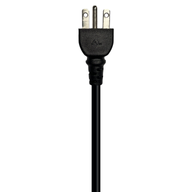 Black power cord with a NEMA 5-15P 3-prong plug showing the UL listed logo, against a white background.