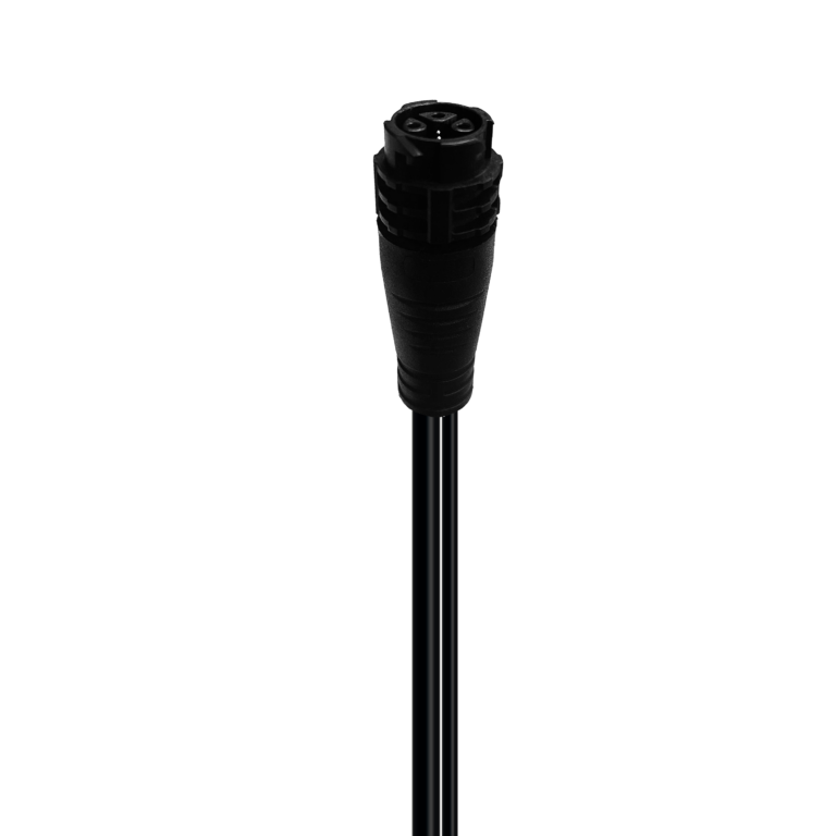 Black power cord with a black, round, 3-pin female electrical connector.