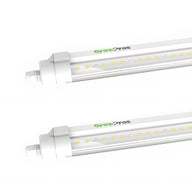 Two white 4-foot GrowPros Solutions LED clone bars with visible yellow LEDs on white background.