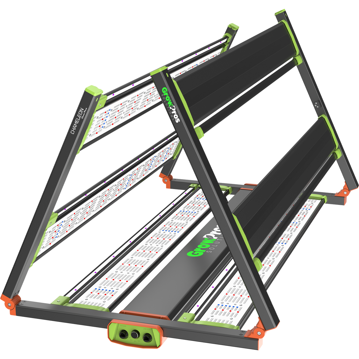 GrowPros Solutions Chameleon 4x6 LED grow light with multiple diodes and green frame.