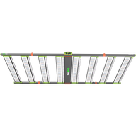 GrowPros Solutions Chameleon 4x8 grow light: multi-bar LED panel with green accents, black frame, and orange hardware.