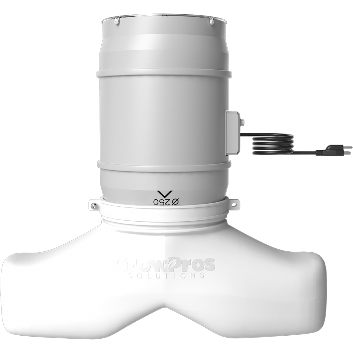 White GrowPros Quetzalcoatl Air Circulation System with coiled cord and plug.