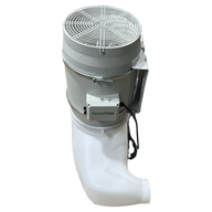 White GrowPros Quetzalcoatl air circulation system with a fan and ducting.