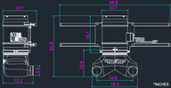 Dimensional drawing of the GrowPro Quetzalcoatl Air Circulation System with key measurements labeled in inches.
