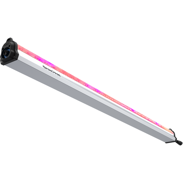GrowPros Solutions under canopy LED light bar with pink/purple LEDs, silver casing, angled view on white background.