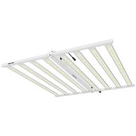 GrowPros UltraPro LED grow light with white frame and yellow LED strips.