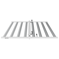 GrowPros Ultra Pro LED grow light with multiple white bars and black connectors on a black background.