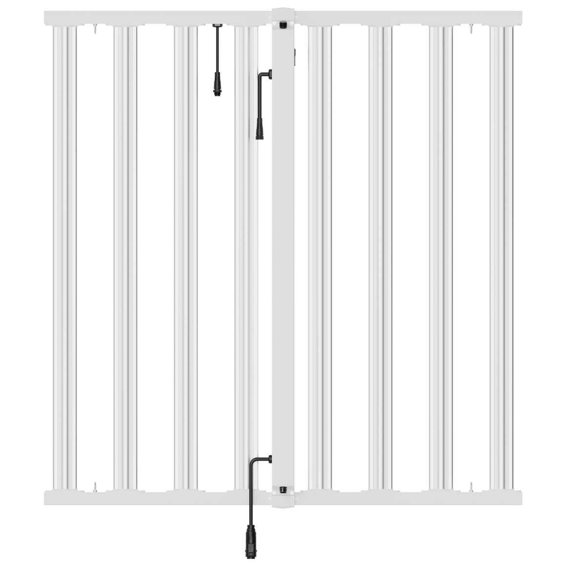 White foldable LED grow light with 10 bars, center hinge, and cables.