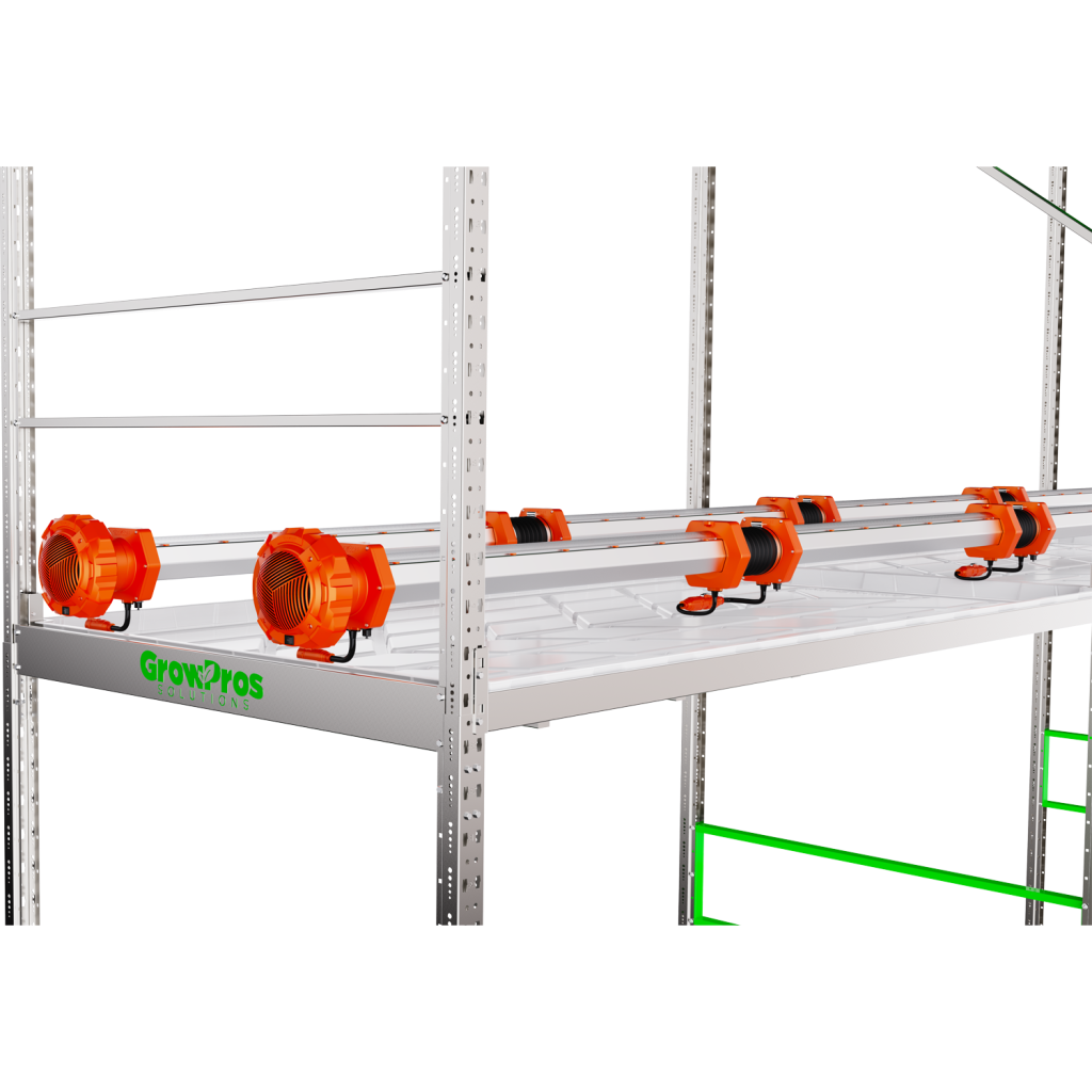 GrowPros under canopy light model 5, 4ft, with orange fan mounts on a white tray.