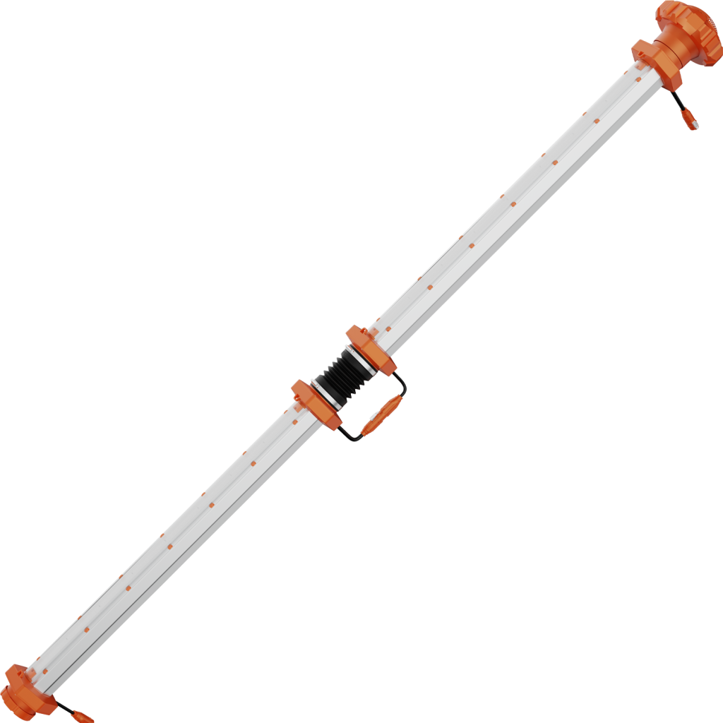 4ft Under Canopy LED grow light with orange end caps and adjustable clamp.