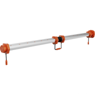 4ft Under Canopy Light Bar for horticulture. Orange end caps, silver housing, black cables.