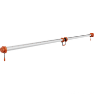 8ft Under Canopy LED Grow Light bar with orange end caps and cords, on black background.