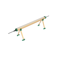 Golden anodized aluminum bar with a measuring scale and green legs.