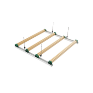 A growers choice AG140 under canopy light fixture with wood and metal construction.