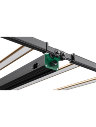LED grow light with adjustable dimmer dial showing settings 25%, 50%, 75%, and 100%.