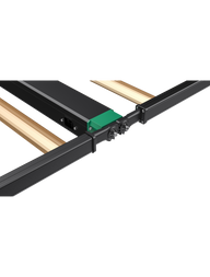 Close-up of a Growers Choice ROI-FV LED grow light with black housing and wooden slats.