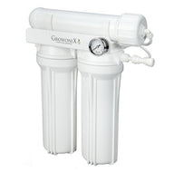 GrowoniX EX200 200 GPD reverse osmosis filter with two canisters and a pressure gauge.