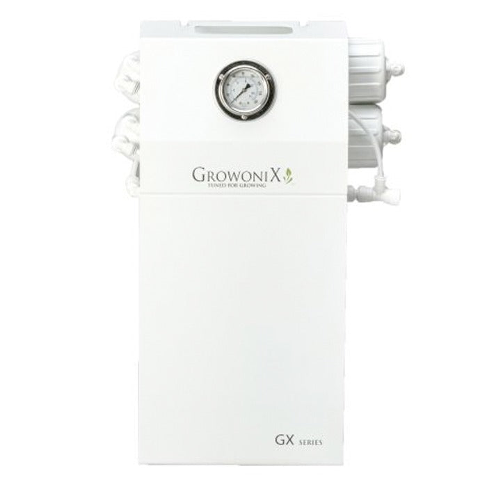 GrowoniX GX400 400GPD reverse osmosis filter with gauge and tubing.