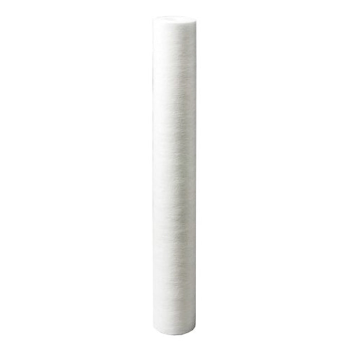 White spun sediment filter cartridge for water purification.