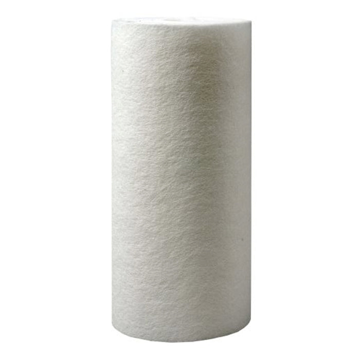 A white spun sediment filter roll with a textured surface.